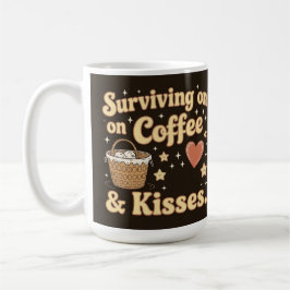 Overleven op koffie en kussen koffiemok