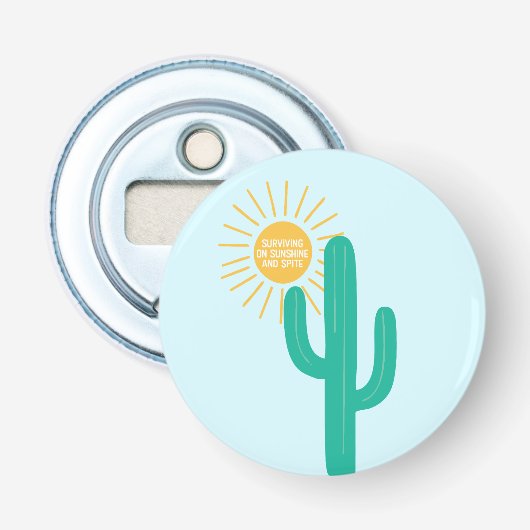 Overleven op zonneschijn en spit button flesopener (Voorkant)