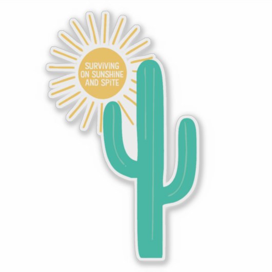 Overleven op zonneschijn en spit sticker (Voorkant)