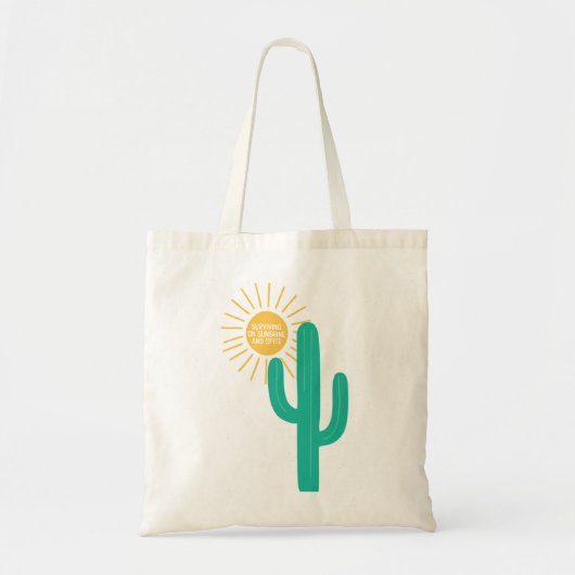Overleven op zonneschijn en spit tote bag (Voorkant)