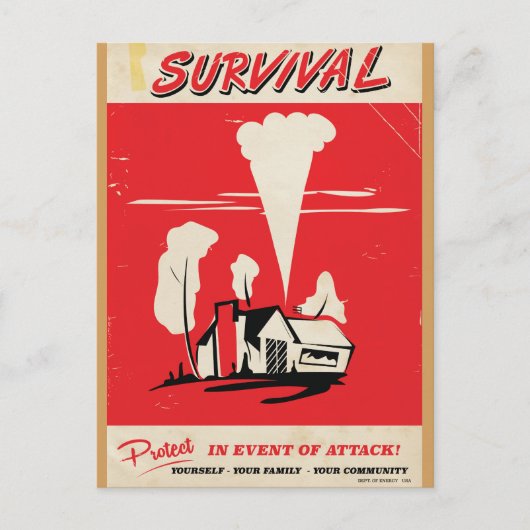 Overleven - Oude atoomveiligheids poster Briefkaart (Voorkant)