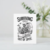 Overleven puur uit Spite Gothic Skeleton Feestdagenkaart (Staand voorkant)