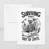 Overleven puur uit Spite Gothic Skeleton Feestdagenkaart (Voorkant / Achterkant)