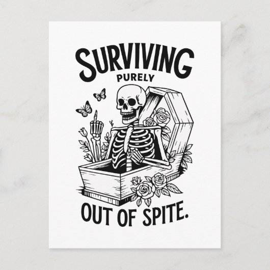 Overleven puur uit Spite Gothic Skeleton Feestdagenkaart (Voorkant)