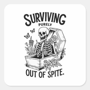 Overleven puur uit Spite Gothic Skeleton Vierkante Sticker