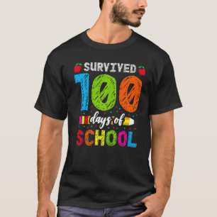 Overlevende 100 dagen schoolkleurig krijtpotlood K T-shirt
