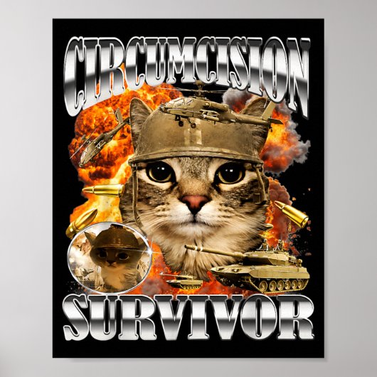 Overlevende Besnijdenis Kat Meme Bootleg Grappig Poster (Voorkant)