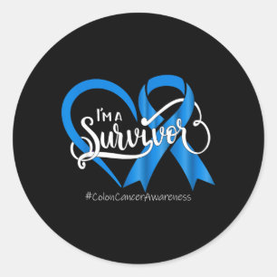 Overlevende Blauwe Colon Kanker Bewustzijn Gebleek Ronde Sticker