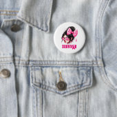 Overlevende borstkanker bewustzijn roze Messy Bun Ronde Button 5,7 Cm (In situ)