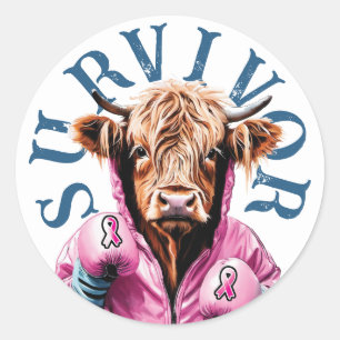 Overlevende borstkanker blauw ronde sticker