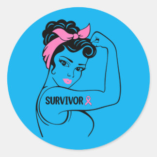 Overlevende borstkanker Rosie Riveter nk-bewustzij Ronde Sticker
