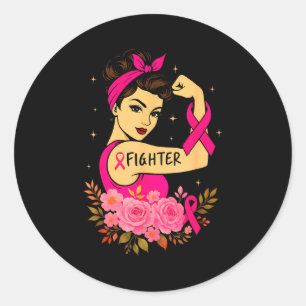 Overlevende borstkanker Rosie Riveter Roze bewustz Ronde Sticker