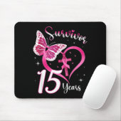 Overlevende borstkanker Roze Lint Vlinder 15 Muismat (Met muis)