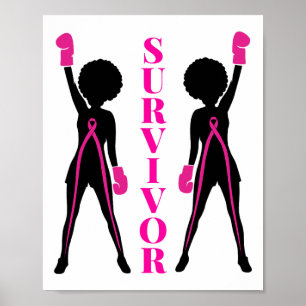 Overlevende Borstkanker Roze Lint Zwart Meisje Mel Poster