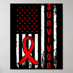 Overlevende en win hartziekte Amerikaanse vlag bew Poster