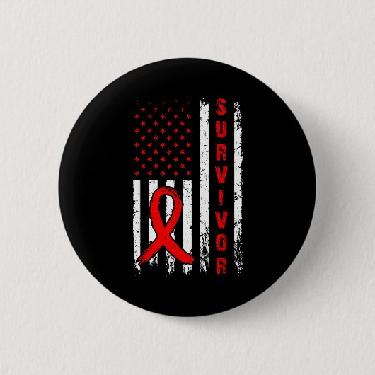 Overlevende en win hartziekte Amerikaanse vlag bew Ronde Button 5,7 Cm (Voorkant)