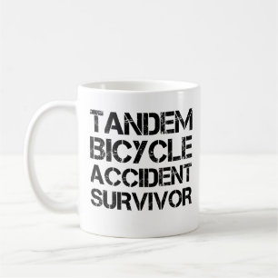 Overlevende fietsongeval tandem koffiemok