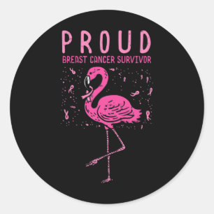 Overlevende Flamingo Roze Borstkanker Awareness GI Ronde Sticker