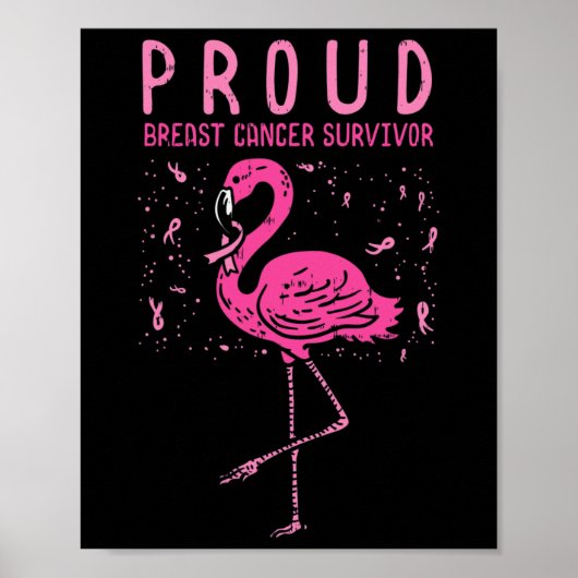 Overlevende Flamingo Roze Borstkanker Bewustzijn G Poster (Voorkant)