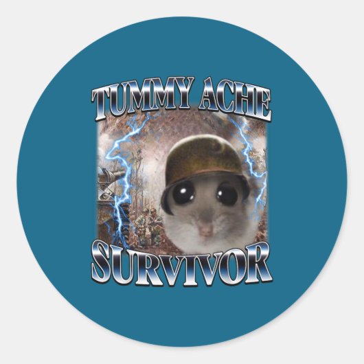 Overlevende Hamster Meme Grappige Spreuk Hams Ronde Sticker (Voorkant)