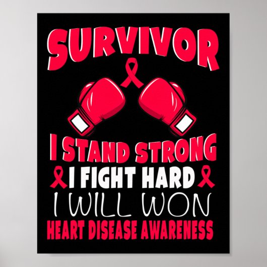Overlevende Ik vecht Hard Heart Disease Awareness Poster (Voorkant)