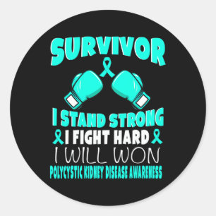 Overlevende Ik vecht hard Polycystic Kidney Diseas Ronde Sticker