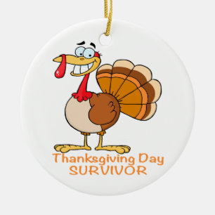 overlevende kalkoen op grappige Thanksgiving Keramisch Ornament