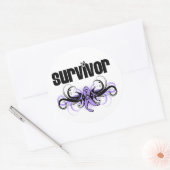 Overlevende kanker Grunge gevleugelde embleem Ronde Sticker (Envelop)