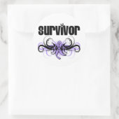 Overlevende kanker Grunge gevleugelde embleem Ronde Sticker (Tas)