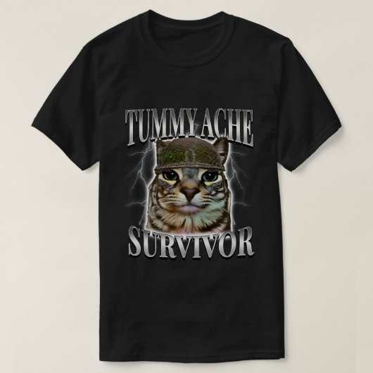 Overlevende Kat Met Buikpijn Meme T-shirt (Design voorkant)