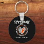 Overlevende Leukemie Bloedkanker Draag Oranje Lint Sleutelhanger (Voorkant)
