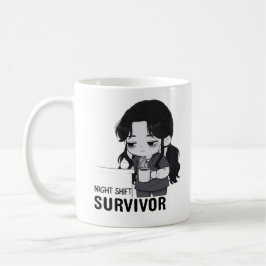Overlevende Nachtdienst Herkenbare Chibi Verpleegs Koffiemok
