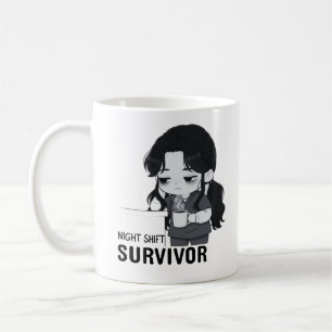 Overlevende Nachtdienst Herkenbare Chibi Verpleegs Koffiemok