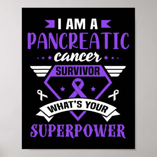 Overlevende Paarse linten van alvleesklierkankerbe Poster (Voorkant)