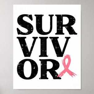 Overlevende Pink Ribbon Warrior borstkanker Awaren Poster