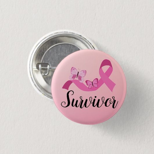 Overlevende roze borstkanker ronde button 3,2 cm (Voorkant /achterkant)