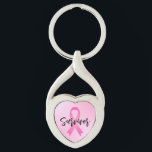 Overlevende roze borstkanker sleutelhanger<br><div class="desc">Borstkanker "Survivor" hartvormige sleutelhanger is voorzien van aangepaste moderne zwarte letters met symbolische roze lint en roze gradiënt achtergrond.</div>
