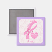 Overlevende roze lint borstkanker en paarse grens magneet (Voorkant / Achterkant)