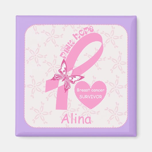 Overlevende roze lint borstkanker en paarse grens magneet (Voorkant)