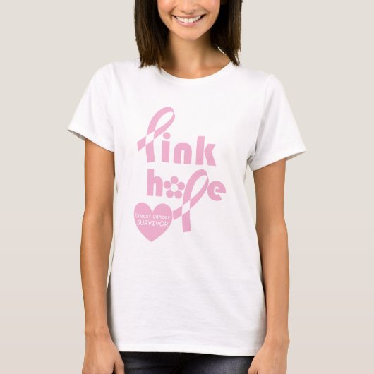 Overlevende roze lint borstkanker t-shirt (Voorkant)