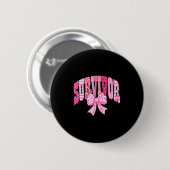 Overlevende Roze Lint Coquette Strik Borstkanker B Ronde Button 5,7 Cm (Voorkant /achterkant)