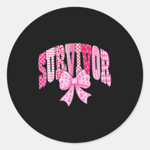 Overlevende Roze Lint Coquette Strik Borstkanker B Ronde Sticker