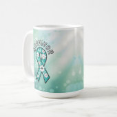 Overlevende SA Teal Awareness Lint Koffiemok (Voorkant links)