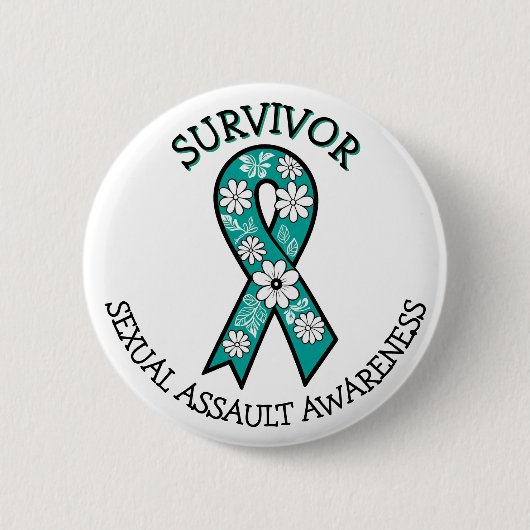 Overlevende SA Teal Awareness Lint Ronde Button 5,7 Cm (Voorkant)