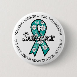 Overlevende SA Turquoise Bewustzijnslint Ronde Button 5,7 Cm