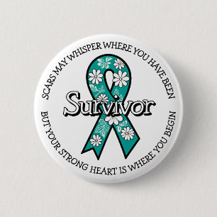 Overlevende SA Turquoise Bewustzijnslint Ronde Button 5,7 Cm