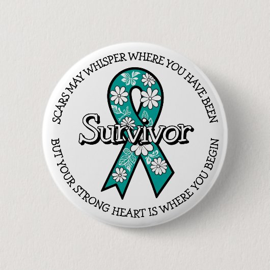 Overlevende SA Turquoise Bewustzijnslint Ronde Button 5,7 Cm (Voorkant)