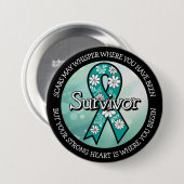 Overlevende SA Turquoise Bewustzijnslint Ronde Button 7,6 Cm (Voorkant /achterkant)