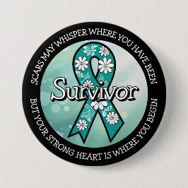 Overlevende SA Turquoise Bewustzijnslint Ronde Button 7,6 Cm