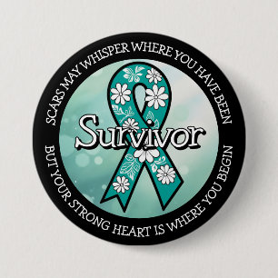 Overlevende SA Turquoise Bewustzijnslint Ronde Button 7,6 Cm